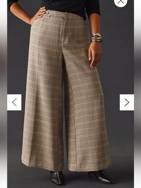 Anthropologie Maeve Plaid Wide-Leg Pants in 10 Tall